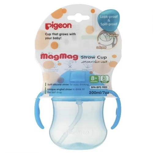 Pigeon magmag straw cups blue 200ml 928