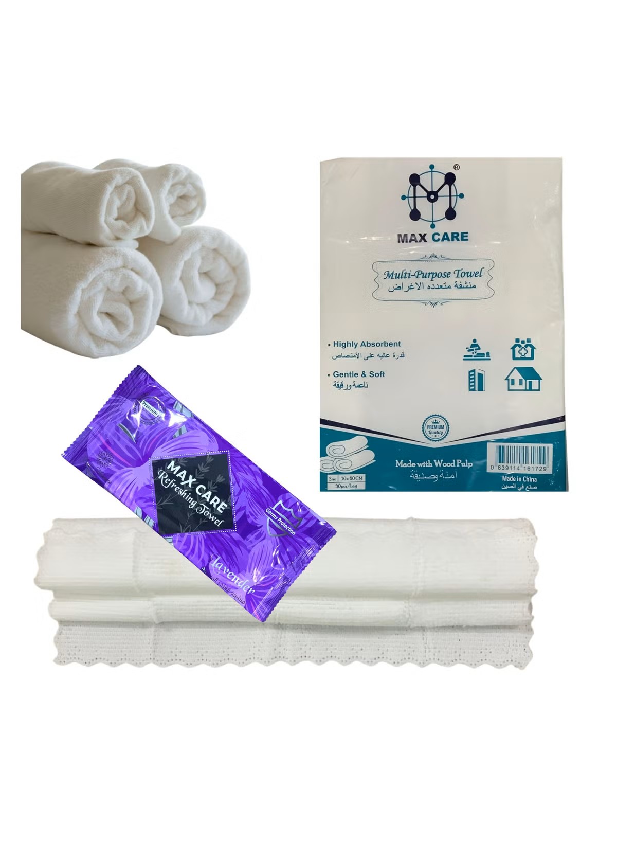 Max care hygienic towels size 30*60