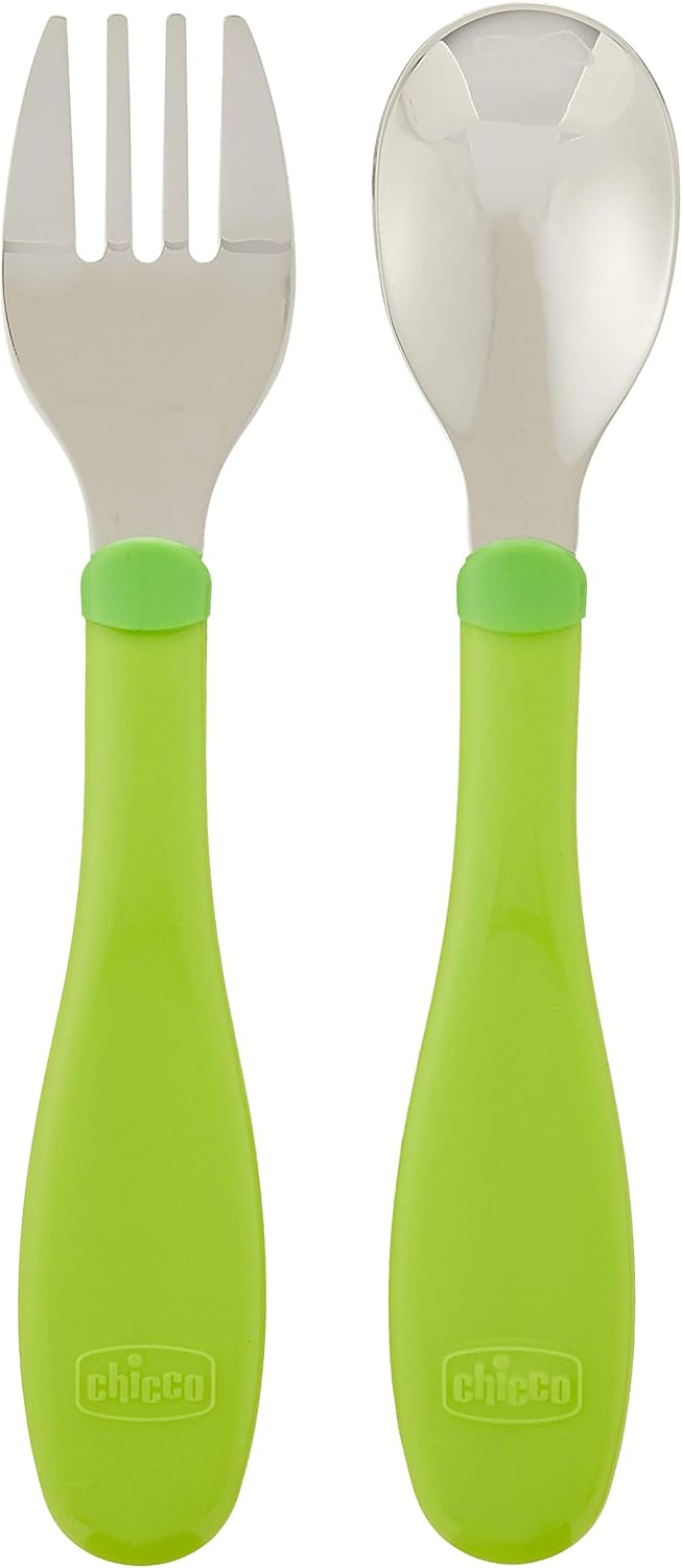 Chicco - spoon stainless cut +18m green0004