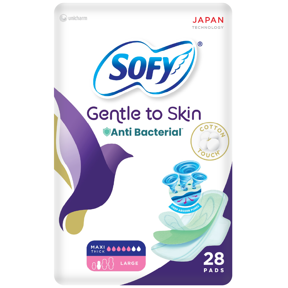 Sofy feminine slim anti bacterial L 6*28 pads