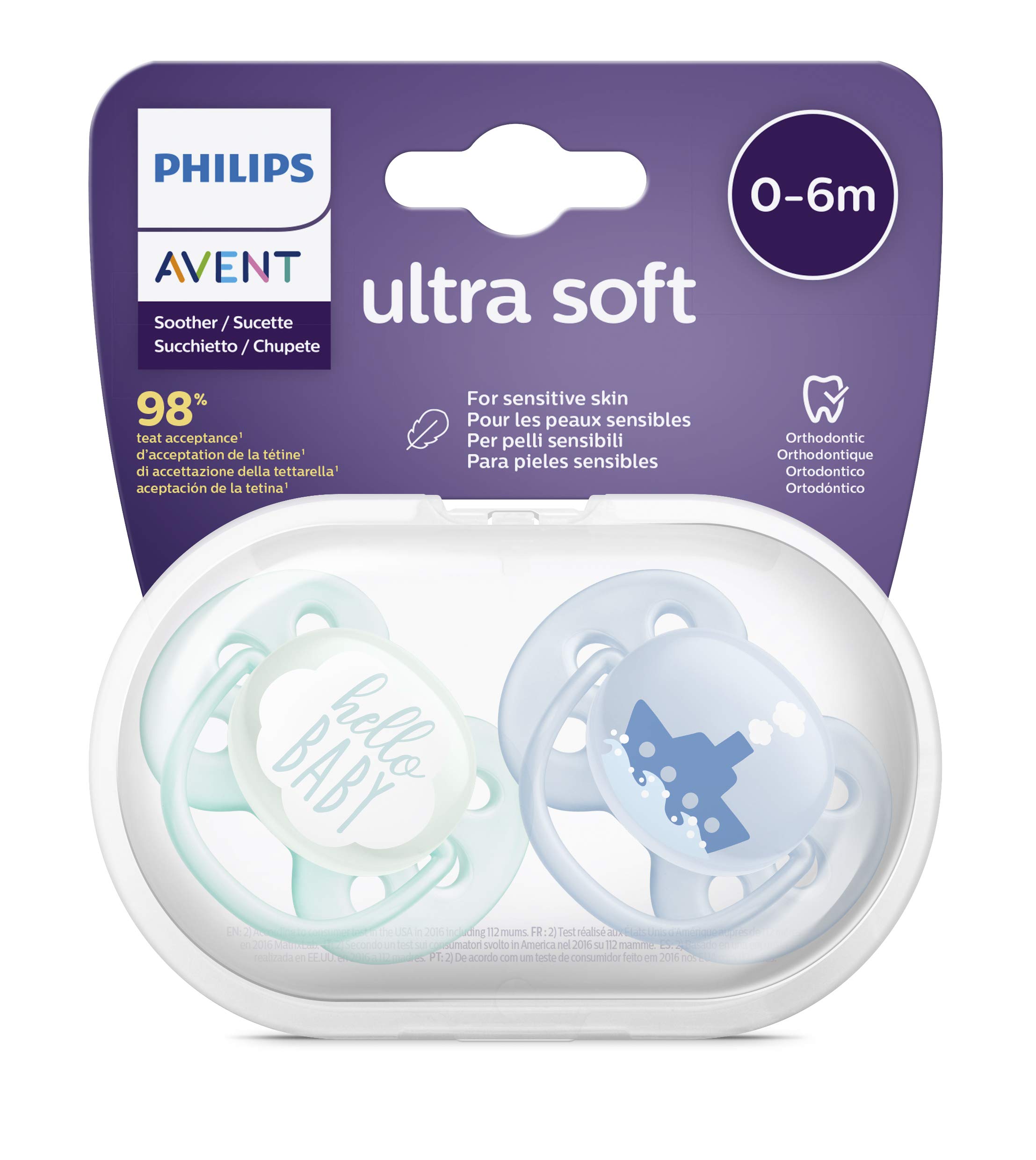 Philips Avent soother ultra soft 0-6 m x2 222/01