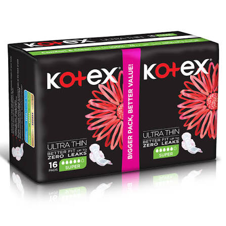 Kotex ultra thin pads super + wings 16*16 6291