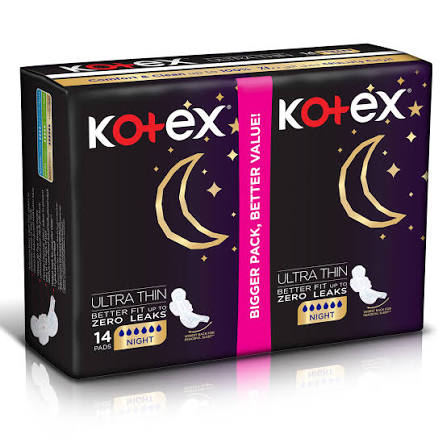 Kotex ultra thin pads night + wings 14*16 3361