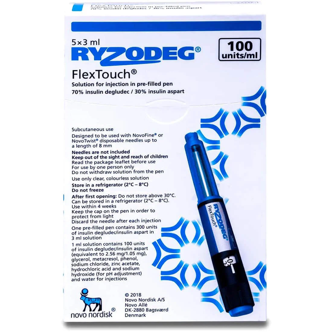 R* Ryzodeg flextouch 5*3ml 100 uniits/ml