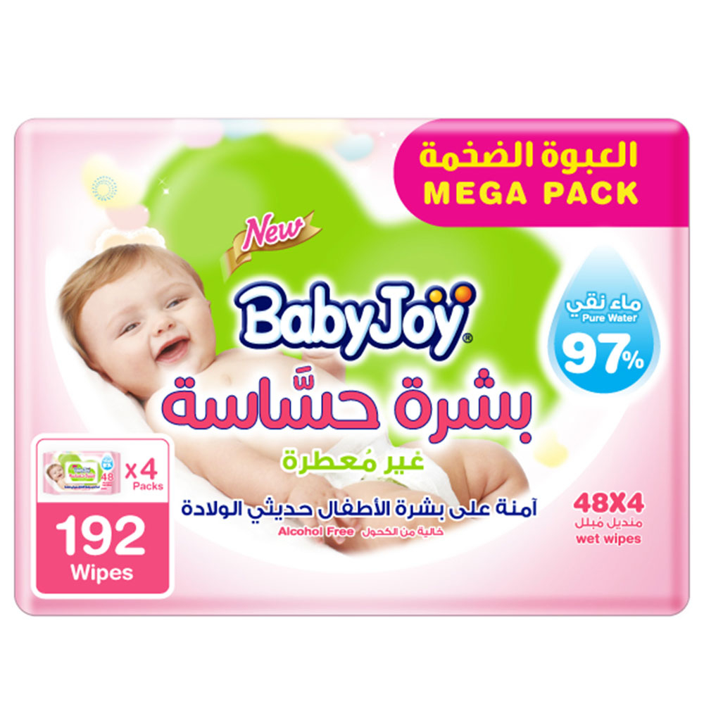 Baby joy sensitive wipes mega pack 6*4*48 pcs