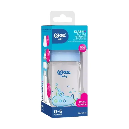 Wee Baby heat resistant glass bottle + neck 180ml 140