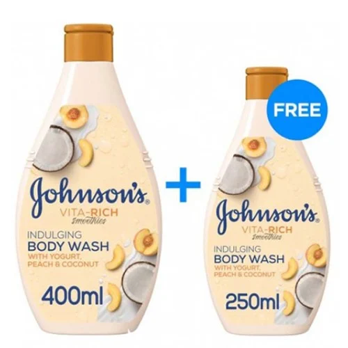 Johnson vita rich body wash peach yoghurt 400ml +250ml free
