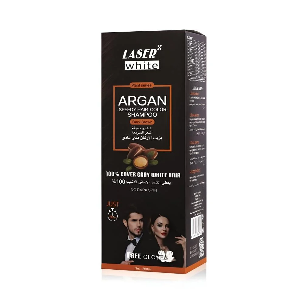Laser white hair color shampoo argan dark brown 200ml