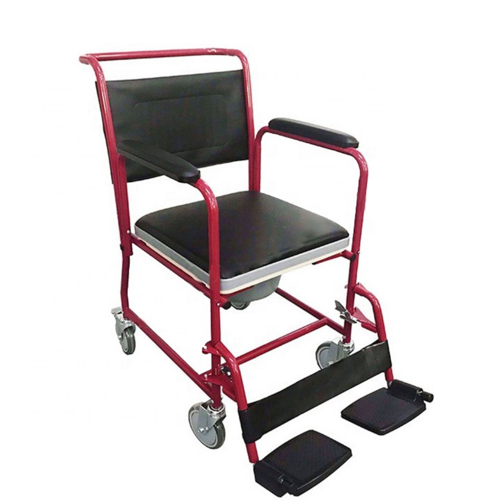 Commode chair red with wheel cover 707