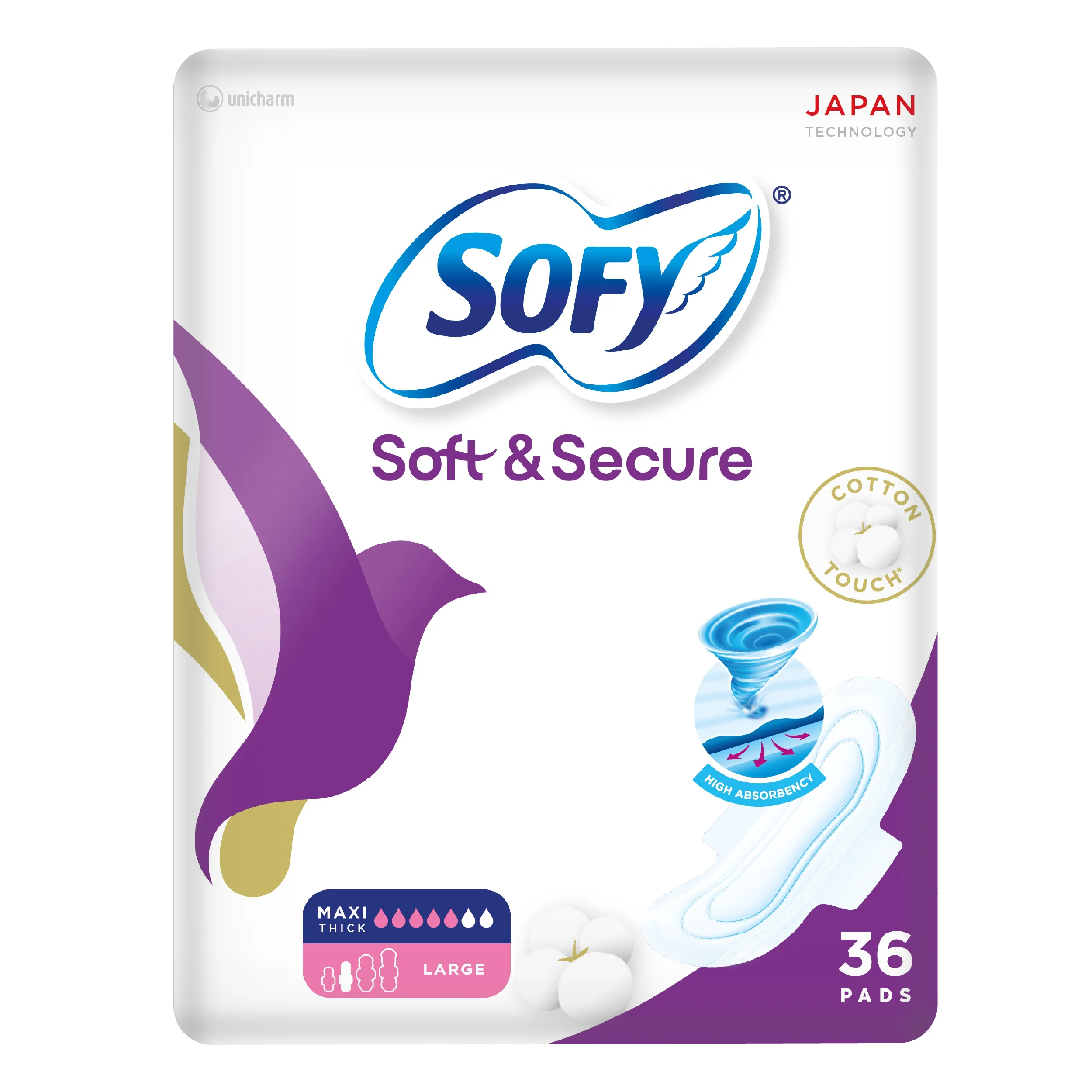 Sofy soft & secure slim pads large 6*36