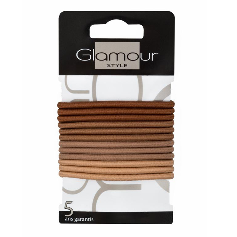 Glamour hair elastics thin brown 24pcs 414934