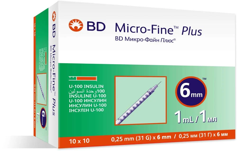 BD micro fine insulin syring 31 6mm 1ml