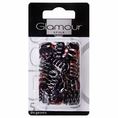 Glamour hair clips small brown 18pcs 223