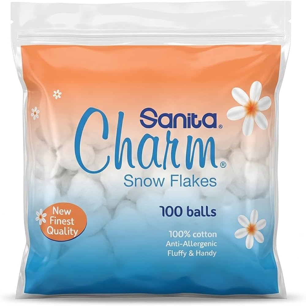 Sanita charm white cotton balls 100*24