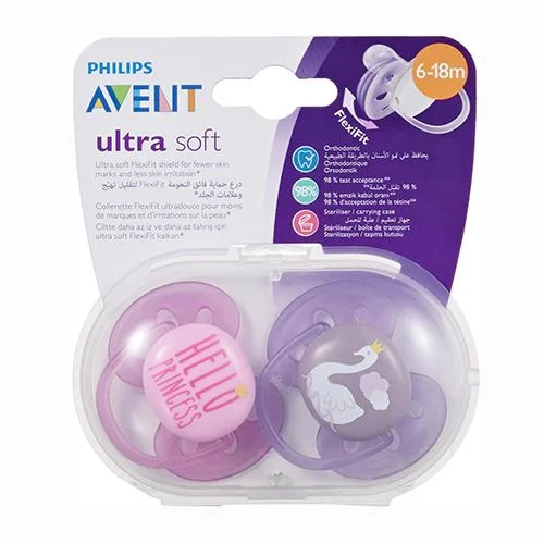 Philips Avent soother ultra soft 0-6 girl m x2 222/02